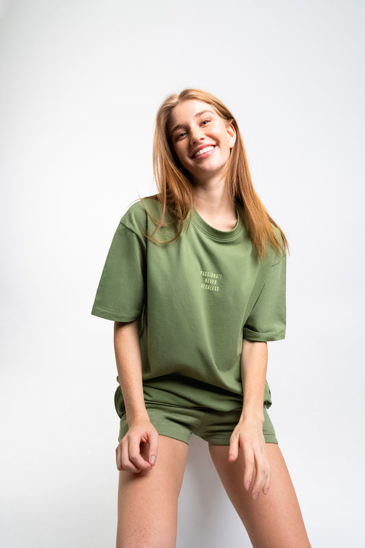 Concave Womens Wave Tee Oversize - Olive Green/Green