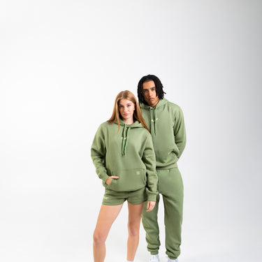 Concave Unisex Pullover Hoodie - Olive Green/White