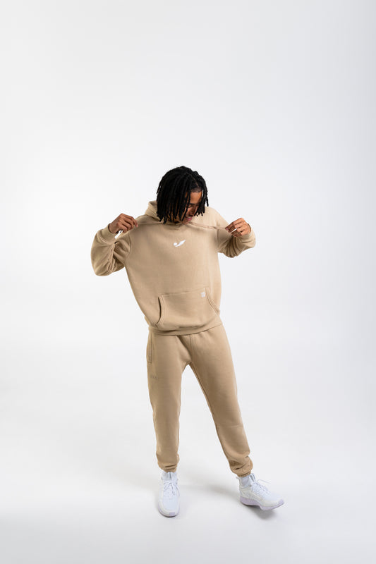 Concave Mens Pullover Hoodie - Beige/White