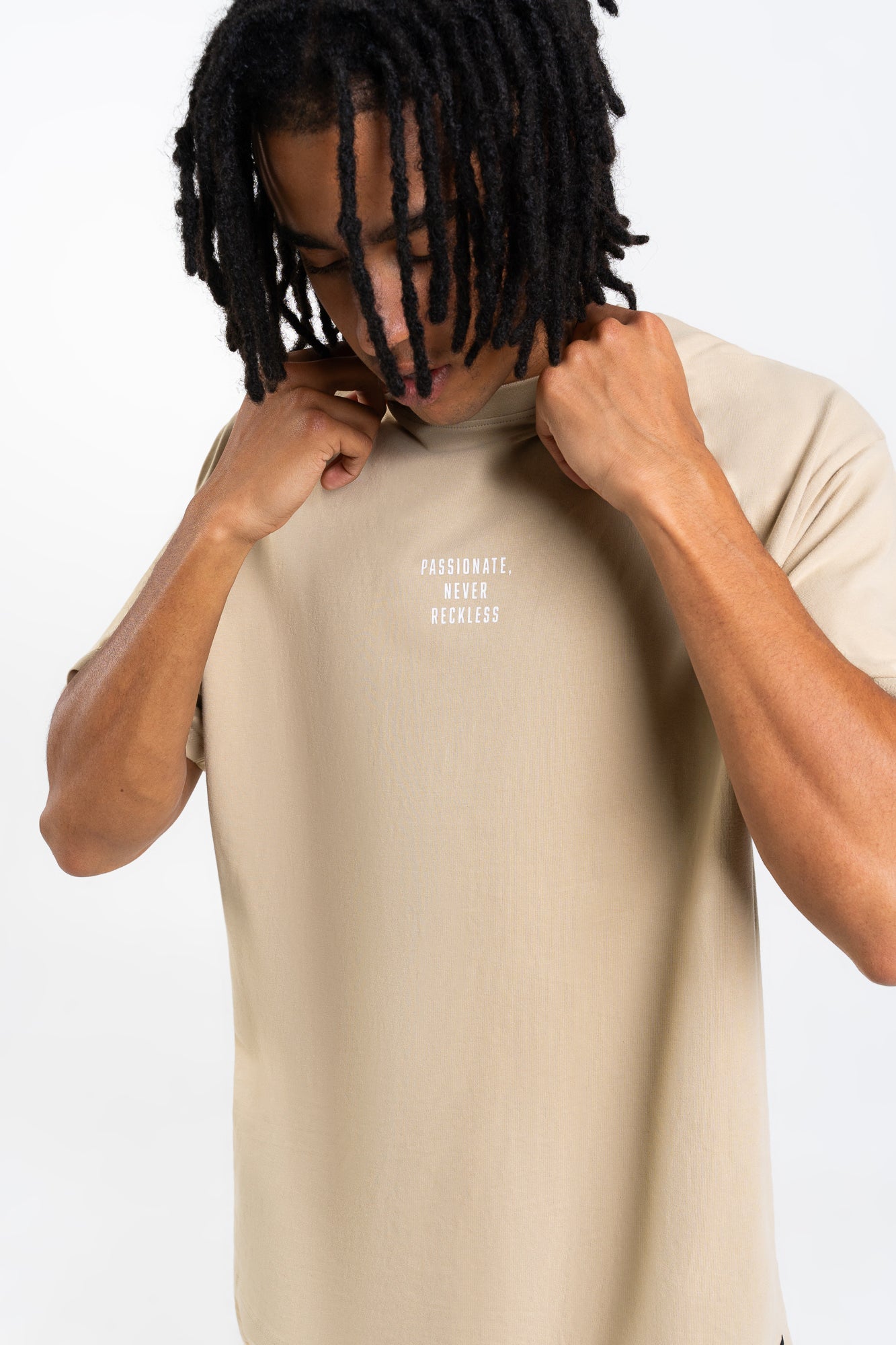 Concave Mens Wave Tee Oversize - Beige/White