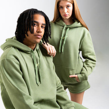 Concave Unisex Pullover Hoodie - Olive Green/White